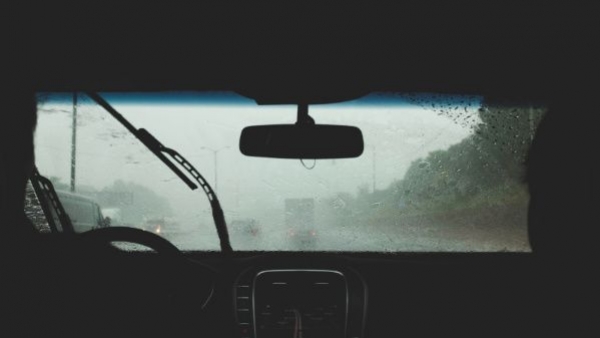 sitting inside car during monsoon storm