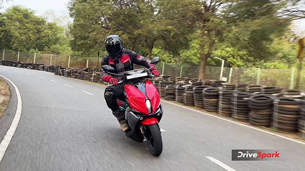 TVS X Review cornering shot