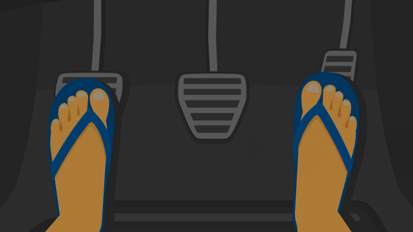 Sandals and Driving A Risky Combination