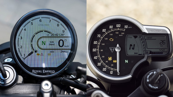 Royal Enfield Guerrilla 450 Vs Triumph Scrambler 400 X Instrument