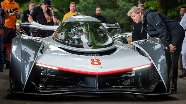 Mika H kkinen Drives Solus GT at Goodwood