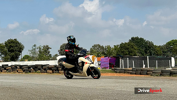 2025 Ather 450X Review cornering shot
