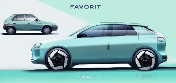 Škoda Unveils Modern Electric Favorit Concept