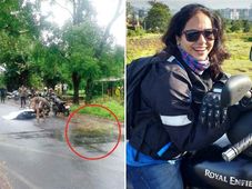 ರಸ್ತೆಯಲ್ಲಿನ ಗುಂಡಿಗೆ ಮಹಿಳಾ ಬೈಕರ್ ಜಾಗೃತಿ ವಿರಾಜ್ ಬಲಿ