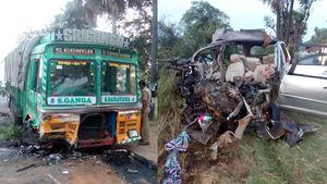 ಇನೋವಾ ಮತ್ತು ಲಾರಿ ನಡುವೆ ಭೀಕರ ಅಪಘಾತ- 7 ಮಂದಿ ದುರ್ಮರಣ
