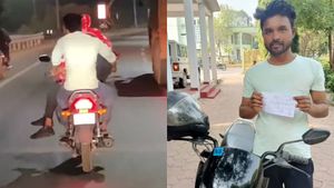 ಗೆಳತಿಯನ್ನು ತೊಡೆ ಮೇಲೆ ಕೂರಿಸಿ ಬೈಕ್‌ನಲ್ಲಿ ಜಾಲಿ ರೈಡ್‌: ಭೂಪನನ್ನು ಠಾಣೆಗೆ ಎಳೆತಂದ ಪೊಲೀಸ್‌ 