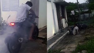 ಸ್ಟಂಟ್‌ ಮಾಡುವವರ ಗಮನಕ್ಕೆ: ಬರ್ನೌಟ್‌ ಮಾಡುತ್ತಿದ್ದಾಗಲೇ ಮುಂದಕ್ಕೆ ಹಾರಿದ ಬೈಕ್... ಕ್ಯಾಮೆರಾದಲ್ಲಿ ಸೆರೆ 