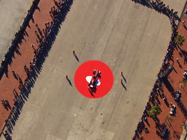 Flying Ferrari F1 Car Roars In Sky