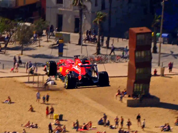 Flying Ferrari F1 Car Roars In Sky