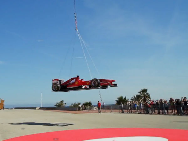 Flying Ferrari F1 Car Roars In Sky