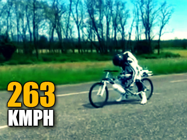 Rocket Powered Cyclist Sets Speed Record At 263kmh