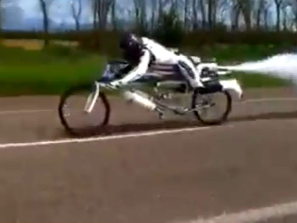 Rocket Powered Cyclist Sets Speed Record At 263kmh