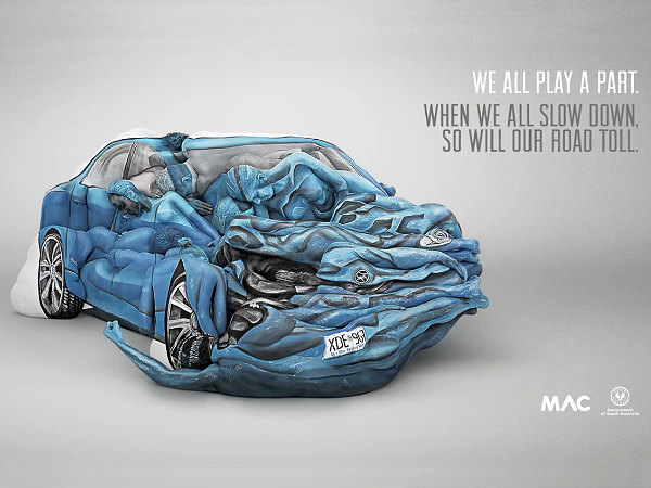 Painted People Car Crash Sculpture