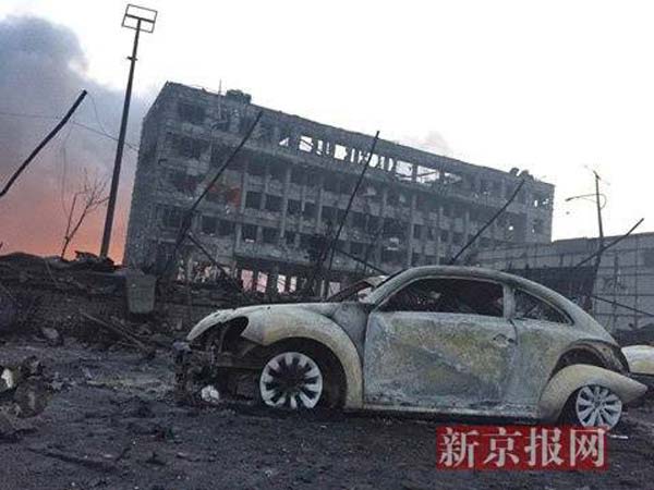 ಚೀನಾ ಮಹಾ ಸ್ಪೋಟ; ನೂರಾರು ಕಾರುಗಳು ಬೆಂಕಿಗಾಹುತಿ