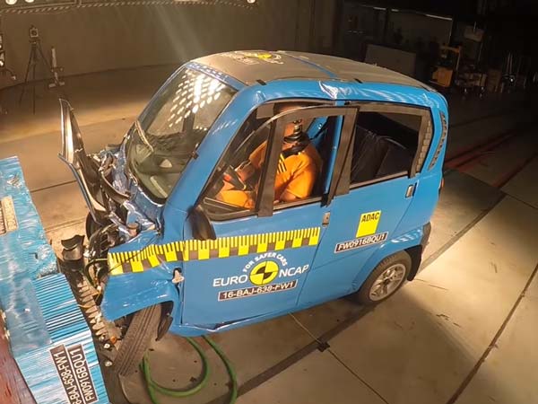 ಢಿಕ್ಕಿ ಪರೀಕ್ಷೆಯಲ್ಲಿ ಒಂದು ಸ್ಟಾರ್ ರೇಟಿಂಗ್ ಗೆದ್ದ ಬಜಾಜ್ ಕ್ಯೂಟ್ 