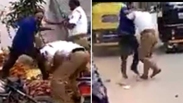 ಟ್ರಾಫಿಕ್ ಪೊಲೀಸರ ಕ್ರಮ ವಿರೋಧಿಸಿ ಯುವಕ ಮಾಡಿದ ಹಚ್ಚಾಟಕ್ಕೆ ಬೆಚ್ಚಿದ ಜನ..! 