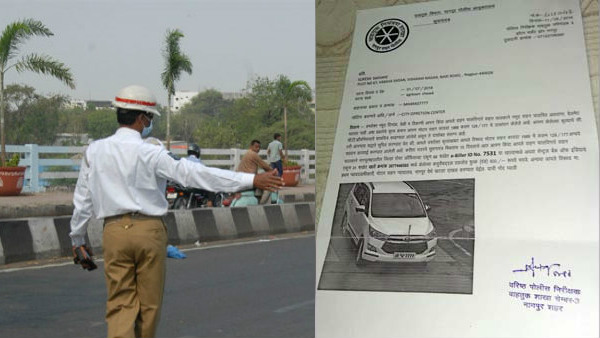 ಹೆಲ್ಮೆಟ್ ಹಾಕಿಲ್ಲವೆಂದು ಕಾರು ಚಾಲಕನಿಗೆ ದಂಡ ಜಡಿದ ಟ್ರಾಫಿಕ್ ಪೊಲೀಸರು