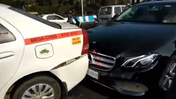 ಬೆಂಗಳೂರಿನಲ್ಲಿ ಸರಣಿ ಅಪಘಾತ- 7 ಕಾರು, ಒಂದು ಸ್ಕೂಟರ್ ಜಖಂ