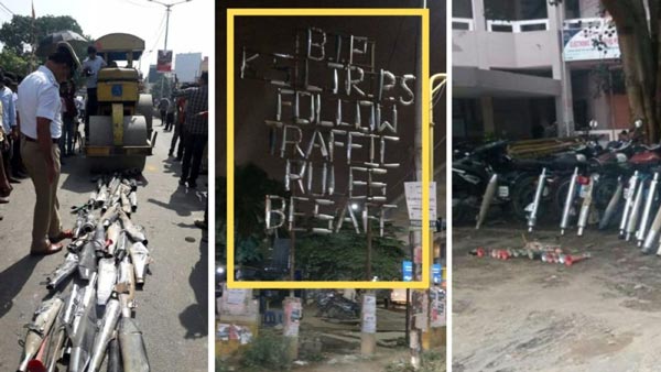 ಸೀಜ್ ಮಾಡಿದ ಬೈಕ್ ಎಕ್ಸಾಸ್ಟ್‌ಗಳಿಂದಲೇ ವಾಹನ ಸವಾರರಿಗೆ ಎಚ್ಚರಿಕೆಯ ಸಂದೇಶ ನೀಡಿದ ಬೆಂಗಳೂರು ಪೊಲೀಸರು..!