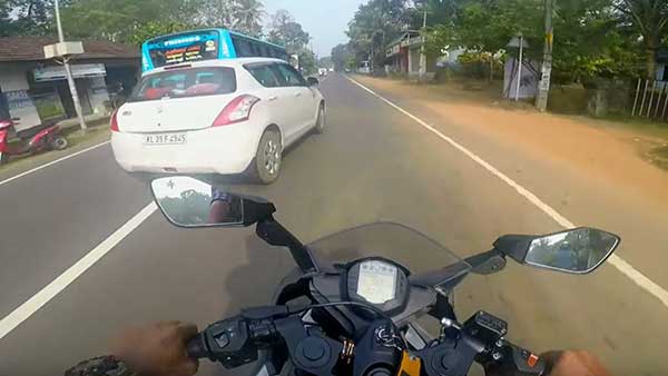 ಸಾವಿನಂಚಿನಿಂದ ಬಚಾವ್ ಆದ ಕೆಟಿ‍ಎಂ ಬೈಕ್ ಸವಾರ