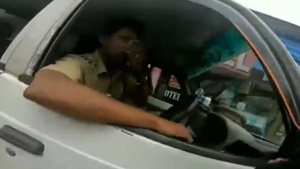 ಸೀಟ್ ಬೆಲ್ಟ್ ಧರಿಸದ ಪೊಲೀಸರನ್ನೇ ಅಡ್ಡಗಟ್ಟಿದ ಭೂಪ..!