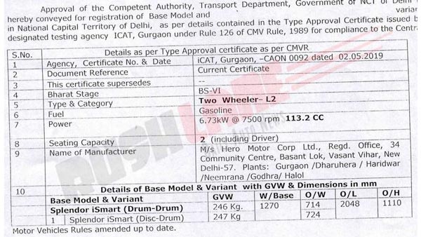 ಬಹಿರಂಗಗೊಂಡ ಸ್ಪ್ಲೆಂಡರ್ ಐಸ್ಮಾರ್ಟ್ ಸ್ಪೆಸಿಫಿಕೇಶನ್ ಮಾಹಿತಿ