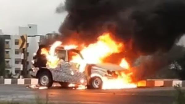 ಬೆಂಕಿಗಾಹುತಿಯಾದ ಮಹೀಂದ್ರಾ ಬಿ‍ಎಸ್ 6 ಸ್ಕಾರ್ಪಿಯೊ ಕಾರು