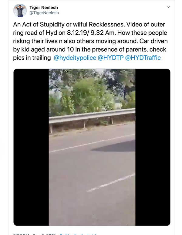 ರಿಂಗ್ ರೋಡ್‍‍‍ನಲ್ಲಿ ಕಾರು ಚಲಾಯಿಸಿದ ಅಪ್ರಾಪ್ತ ಬಾಲಕ