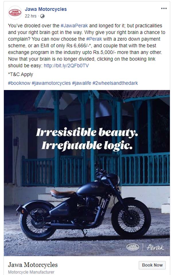 ಪೆರಾಕ್ ಬೈಕ್ ಖರೀದಿ ಮೇಲೆ ಭರ್ಜರಿ ಆಫರ್ ಘೋಷಿಸಿದ ಜಾವಾ 