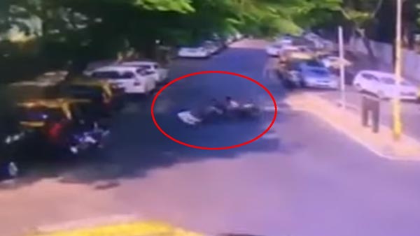 ಟ್ರಿಪಲ್ ರೈಡಿಂಗ್‍‍‍ನಲ್ಲಿ ಬಂದು ಪೊಲೀಸಪ್ಪನಿಗೆ ಗುದ್ದಿದ ಯುವಕರು