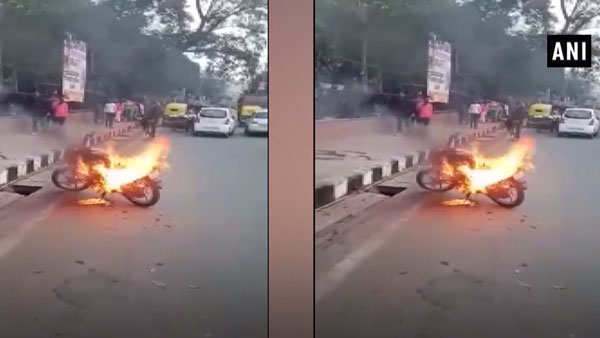 ದಂಡ ವಿಧಿಸಿದ್ದಕ್ಕೆ ಬೈಕಿಗೆ ಬೆಂಕಿಯಿಟ್ಟ ಯುವಕ..!