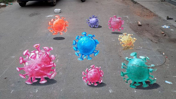 ಕರೋನಾ ವೈರಸ್ ಕುರಿತು ವಿಶೇಷ ಜಾಗೃತಿ ಮೂಡಿಸಿದ ಕಲಾವಿದ ಬಾದಲ್ ನಂಜುಂಡಸ್ವಾಮಿ