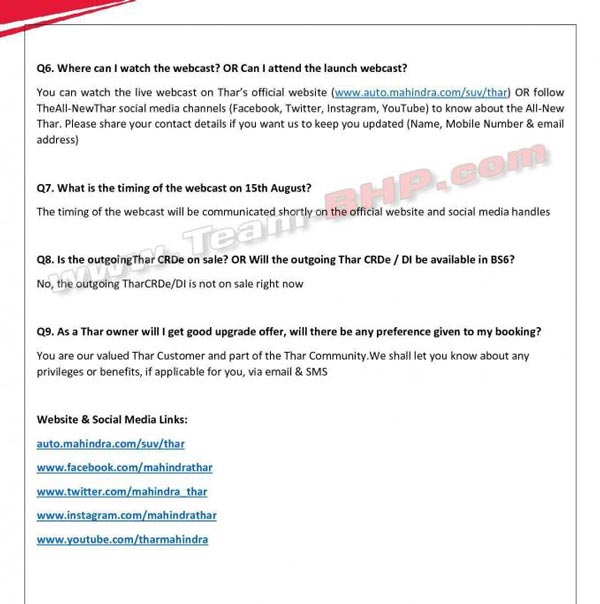 ಇದೇ ತಿಂಗಳು 15ಕ್ಕೆ ಅನಾವರಣಗೊಳ್ಳಲಿದೆ ನ್ಯೂ ಜನರೇಷನ್ ಮಹೀಂದ್ರಾ ಥಾರ್