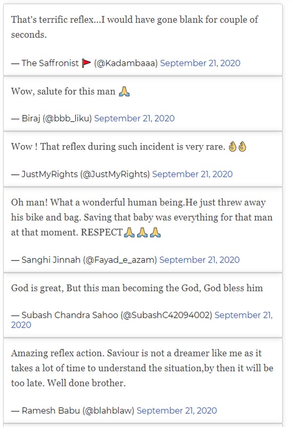 ಕಂದಕಕ್ಕಿಳಿಯುತ್ತಿದ್ದ ಕಂದನನ್ನು ರಕ್ಷಿಸಿದ ಬೈಕ್ ಸವಾರ