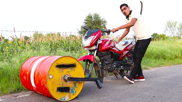 ರೋಡ್ ರೋಲರ್ ನಂತೆ ಮಾಡಿಫೈಗೊಂಡ ಟಿವಿಎಸ್‌ ವಿಕ್ಟರ್ ಬೈಕ್