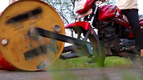 ರೋಡ್ ರೋಲರ್ ನಂತೆ ಮಾಡಿಫೈಗೊಂಡ ಟಿವಿಎಸ್‌ ವಿಕ್ಟರ್ ಬೈಕ್