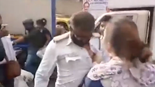 ಅವಾಚ್ಯ ಶಬ್ದ ಬಳಸಿದ ಟ್ರಾಫಿಕ್ ಪೊಲೀಸ್ ಕಪಾಳಕ್ಕೆ ಬಾರಿಸಿದ ಮಹಿಳೆ