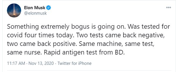 ಕಾರು ಕಂಪನಿಯ ಸಿಇಒರನ್ನು ಗೊಂದಲಕ್ಕೀಡು ಮಾಡಿದ ಕೋವಿಡ್ 19 ಟೆಸ್ಟ್'ಗಳು