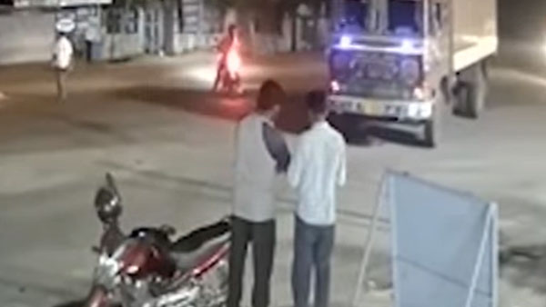 ಯಮ ಸ್ವರೂಪಿ ಟ್ರಕ್'ನಿಂದ ಪಾರಾದ ಯುವಕರು