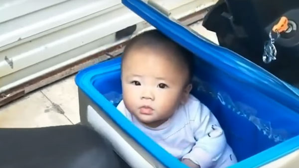 ತಂದೆಯ ಜೊತೆಗೆ ಡೆಲಿವರಿ ಬಾಕ್ಸ್'ನಲ್ಲಿ ಸದಾ ಇರುತ್ತದೆ ಈ ಮುದ್ದು ಕಂದ