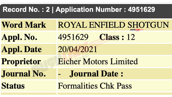 ಶಾಟ್‌ಗನ್ ಹೆಸರಿಗಾಗಿ ಹೊಸ ಟ್ರೇಡ್‌ಮಾರ್ಕ್ ನೋಂದಾಯಿಸಿದ ರಾಯಲ್ ಎನ್‌ಫೀಲ್ಡ್ 