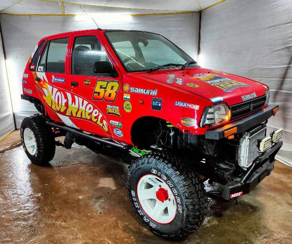 ಬೆಂಕಿಗಾಹುತಿಯಾದ ನಂತರ ದೈತ್ಯಾಕಾರದಲ್ಲಿ ಮಾಡಿಫೈಗೊಂಡ ಮಾರುತಿ 800 ಕಾರು