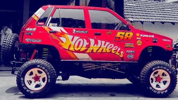 ಬೆಂಕಿಗಾಹುತಿಯಾದ ನಂತರ ದೈತ್ಯಾಕಾರದಲ್ಲಿ ಮಾಡಿಫೈಗೊಂಡ ಮಾರುತಿ 800 ಕಾರು