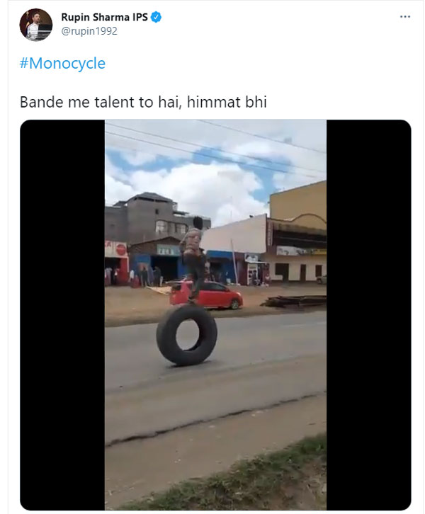 ಭಾರೀ ಗಾತ್ರದ ಟಯರ್ ಮೇಲೆ ಸ್ಟಂಟ್ ಮಾಡಿದ ಬಾಲಕ