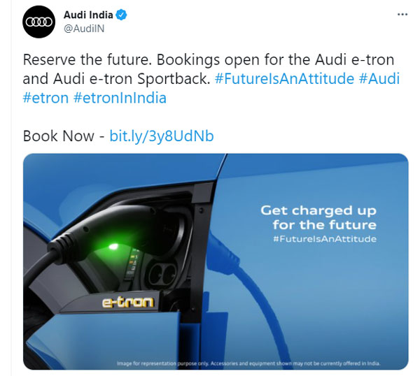 ಇ-ಟ್ರಾನ್ ಎಲೆಕ್ಟ್ರಿಕ್ ಕಾರಿನ ಬುಕ್ಕಿಂಗ್ ಆರಂಭಿಸಿದ ಆಡಿ