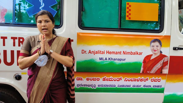 ಆ್ಯಂಬುಲೆನ್ಸ್‌ ಚಲಾಯಿಸಿ ಗಮನ ಸೆಳೆದ ಖಾನಾಪುರ ಶಾಸಕಿ ಅಂಜಲಿ ನಿಂಬಾಳ್ಕರ್‌