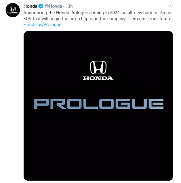 ಪ್ರೊಲಾಗ್ ಹೆಸರಿನಲ್ಲಿ ಬಿಡುಗಡೆಯಾಗಲಿದೆ ಹೊಸ ಹೋಂಡಾ ಎಲೆಕ್ಟ್ರಿಕ್ ಎಸ್‍ಯುವಿ