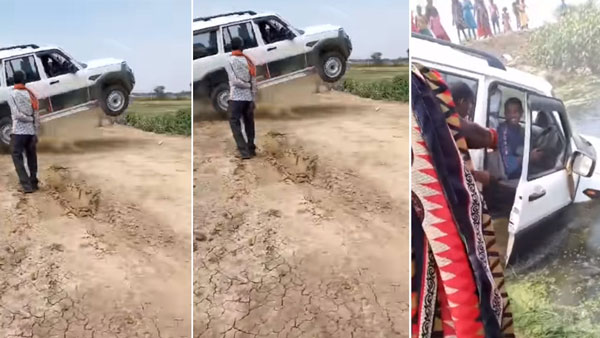 ಸ್ಕಾರ್ಪಿಯೋ ಕಾರಿನಲ್ಲಿ ಸ್ಟಂಟ್ ಮಾಡಲು ಮುಂದಾಗಿ ಅಪಾಯಕ್ಕೆ ಸಿಲುಕಿದ ಬಾಲಕ