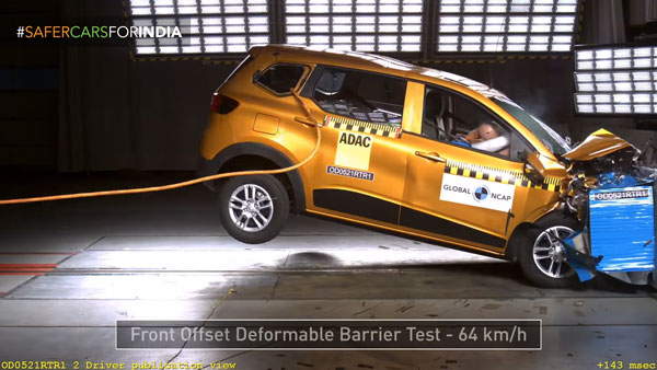 ಕ್ರ್ಯಾಶ್ ಟೆಸ್ಟಿಂಗ್‌ನಲ್ಲಿ ಅತ್ಯುತ್ತಮ ರೇಟಿಂಗ್ಸ್ ಪಡೆದುಕೊಂಡ ರೆನಾಲ್ಟ್ ಟ್ರೈಬರ್