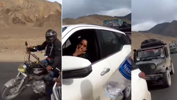 ರಸ್ತೆ ಮೇಲೆ ಬಾಟಲ್ ಎಸೆದ ಕಾರು ಪ್ರಯಾಣಿಕರಿಗೆ ಪಾಠ ಕಲಿಸಿದ ಬೈಕ್ ಸವಾರರು